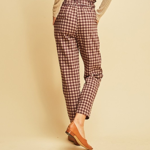 Gingham Paperbag Style Pants - Picture 4 of 4